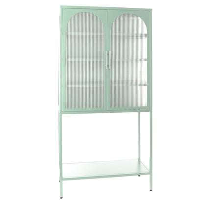 Arched II Glass Doors Floor Cabinet - Mint Green