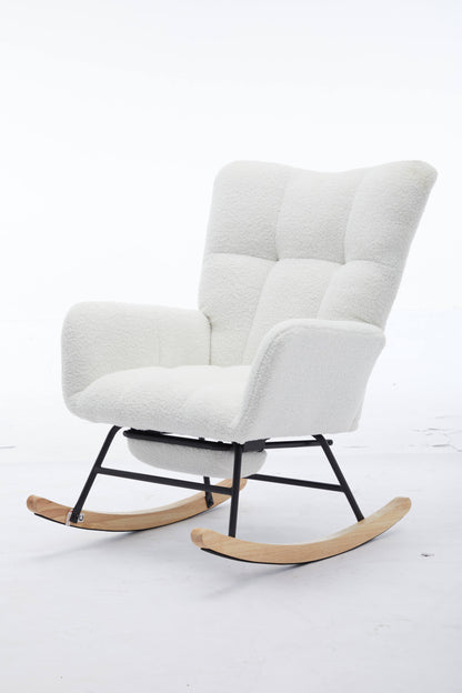 Hari II Modern Nursery Rocking Chair - White