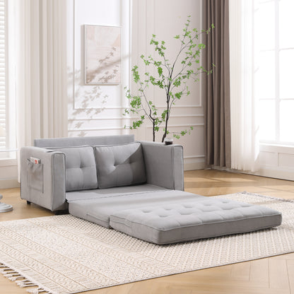 Neo Tufted Loveseat with Pull Out Sleeper - Light Gray