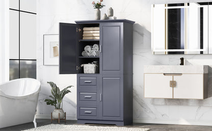 Lofty Cabinet with Doors Three Drawers - Grey