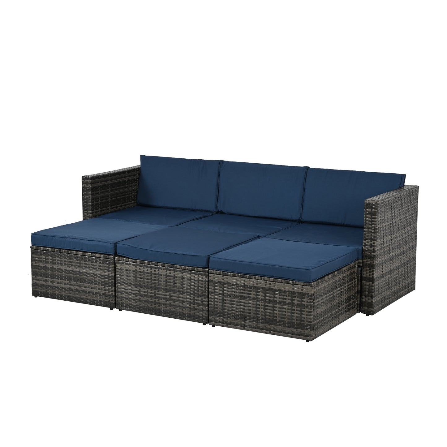 Raney 5 Pc PE Rattan Wicker Outdoor Patio Furniture Set - Blue