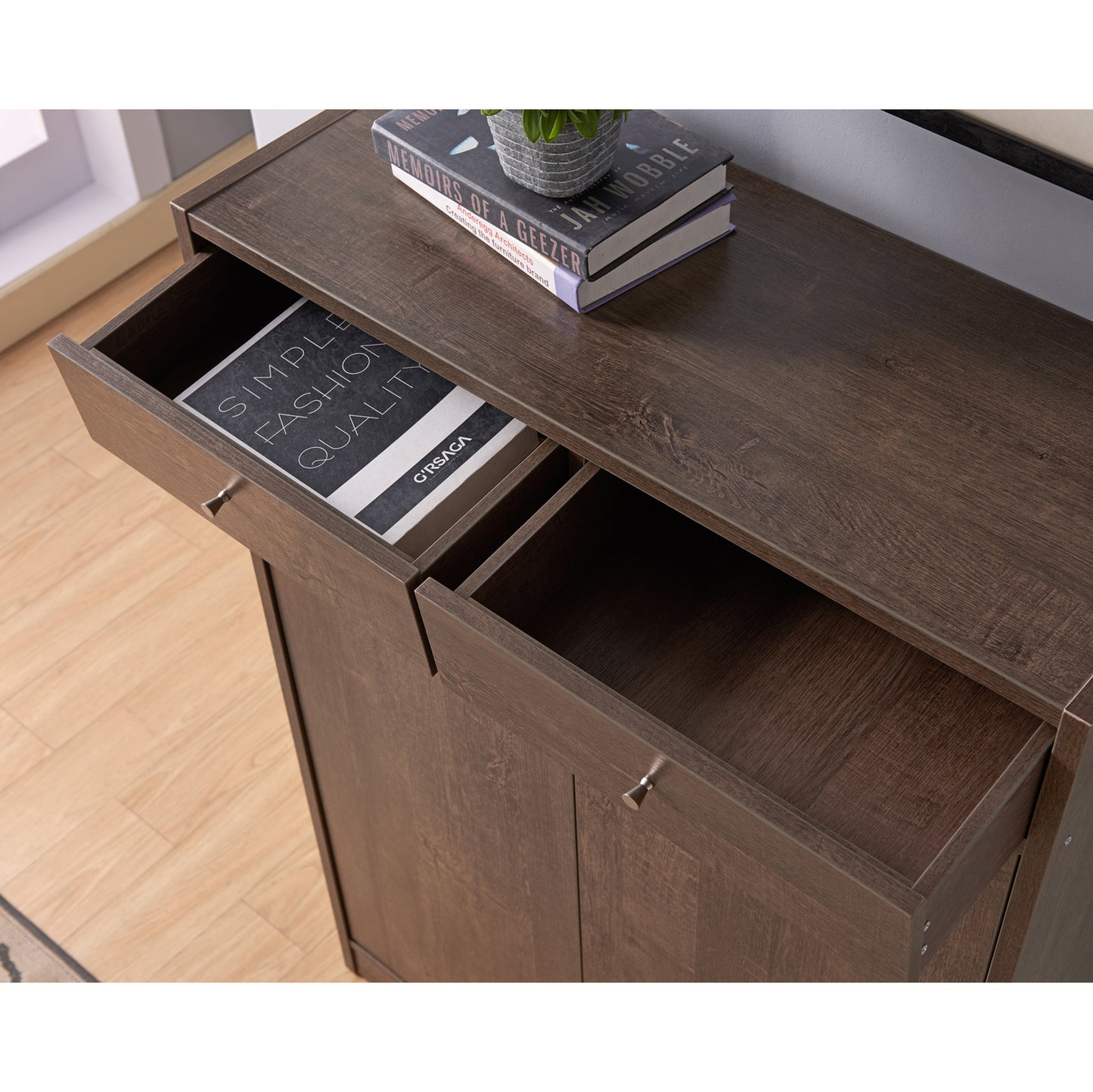 Parza Shoe Storage Cabinet - Walnut