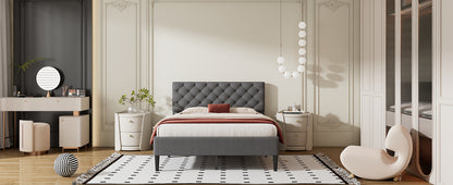 Ukin Full Size Upholstered Linen Platform Bed - Gray