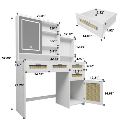 Tanis Makeup Vanity Desk with 3 Colors Lights - White