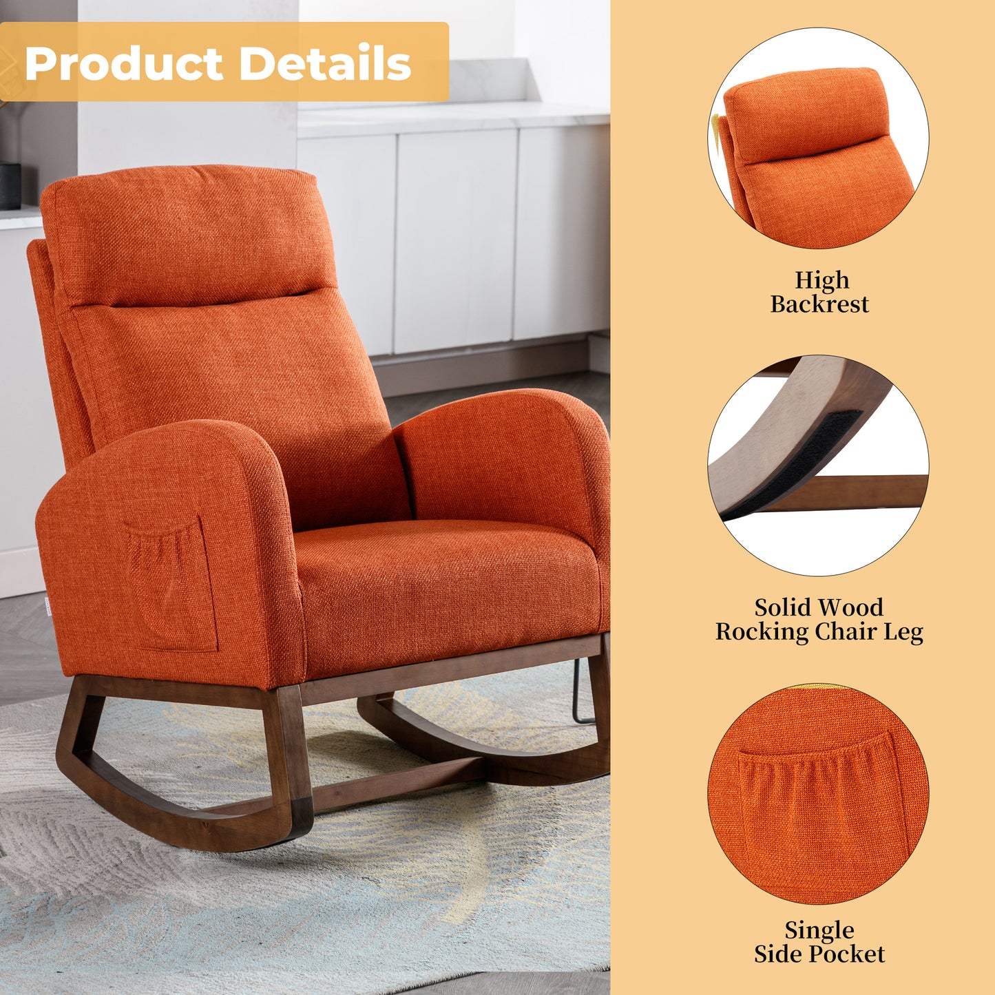 Frazer Rocking Chair - Orange