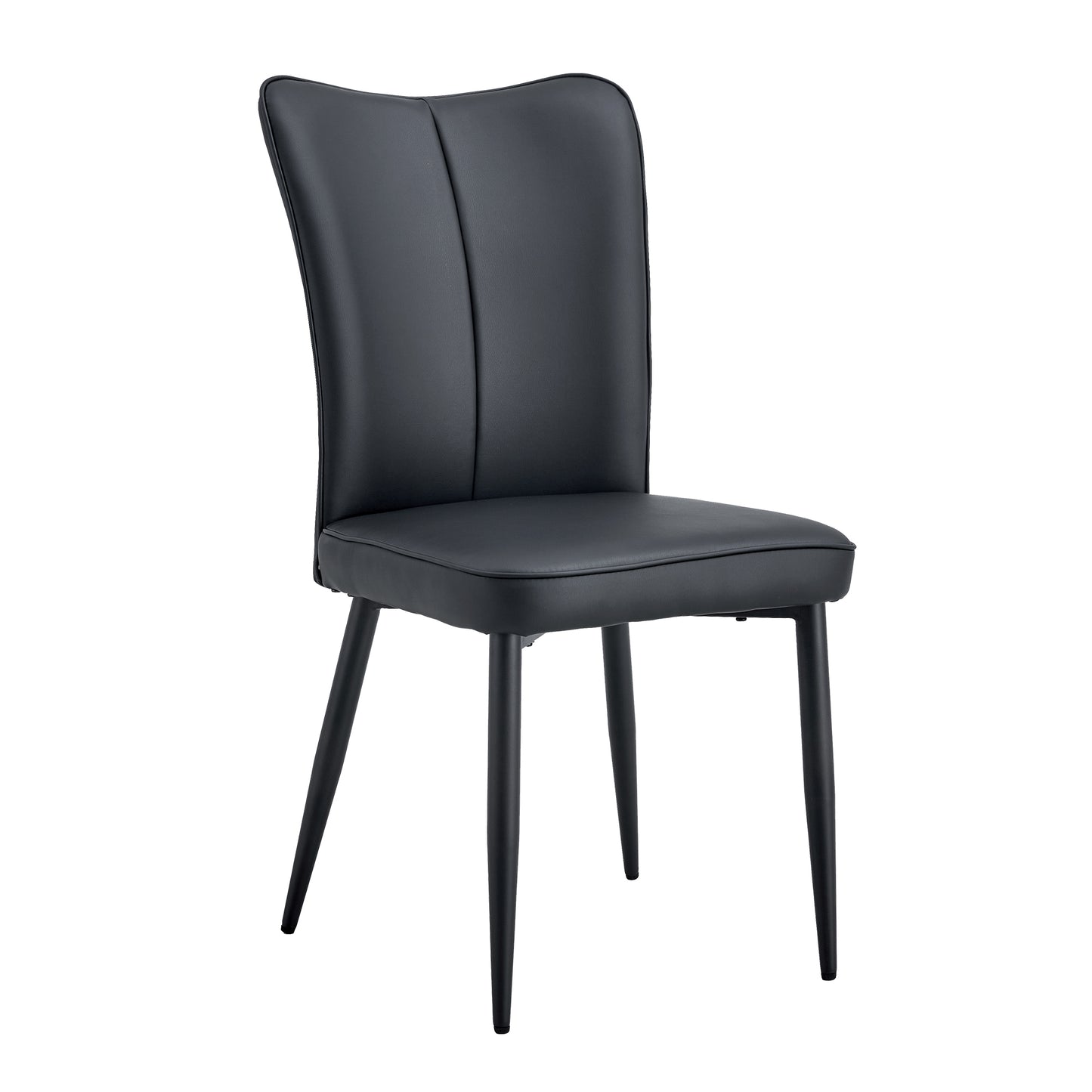 Carver PU Dining Chair Black Metal Leg (Set of 2) - Black