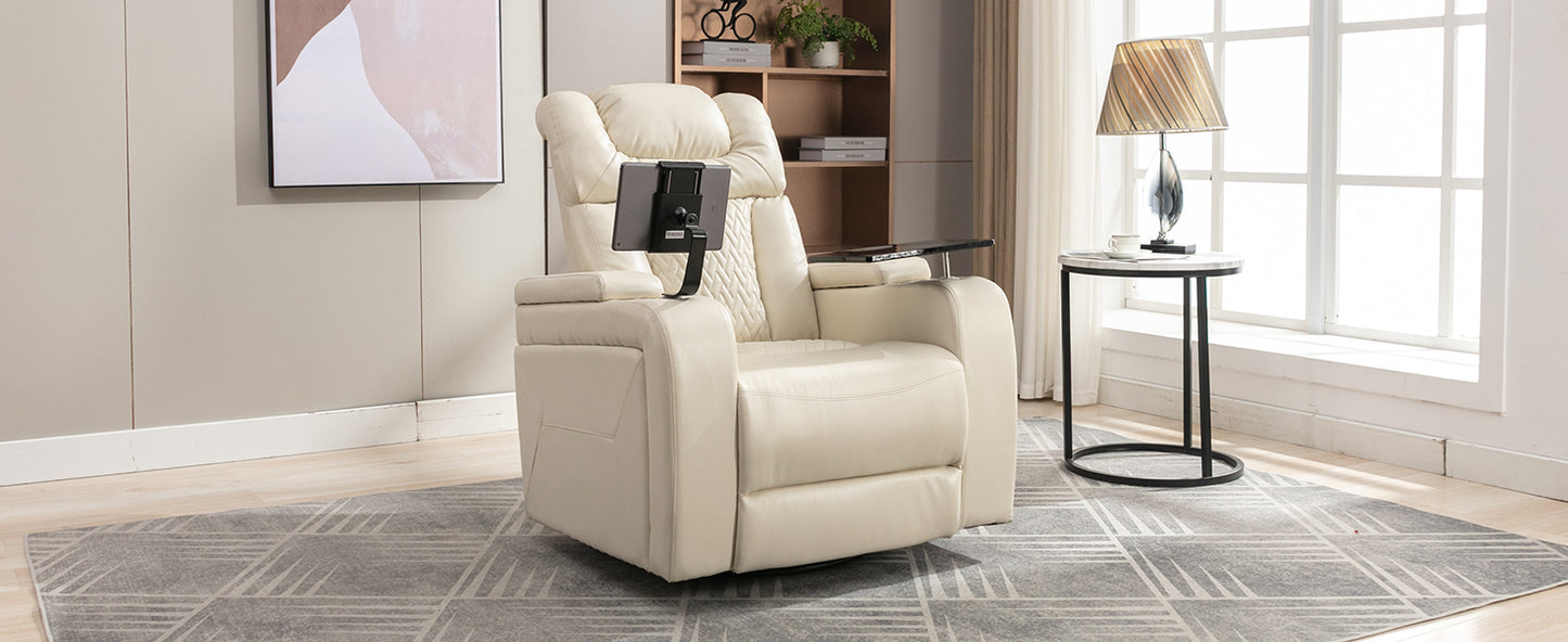 Comfort Max 270 Degree Swivel Power Recliner - White