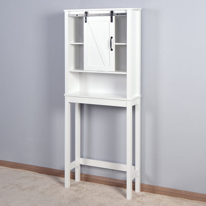 Barn Door Over-the-Toilet Storage Cabinet  - White