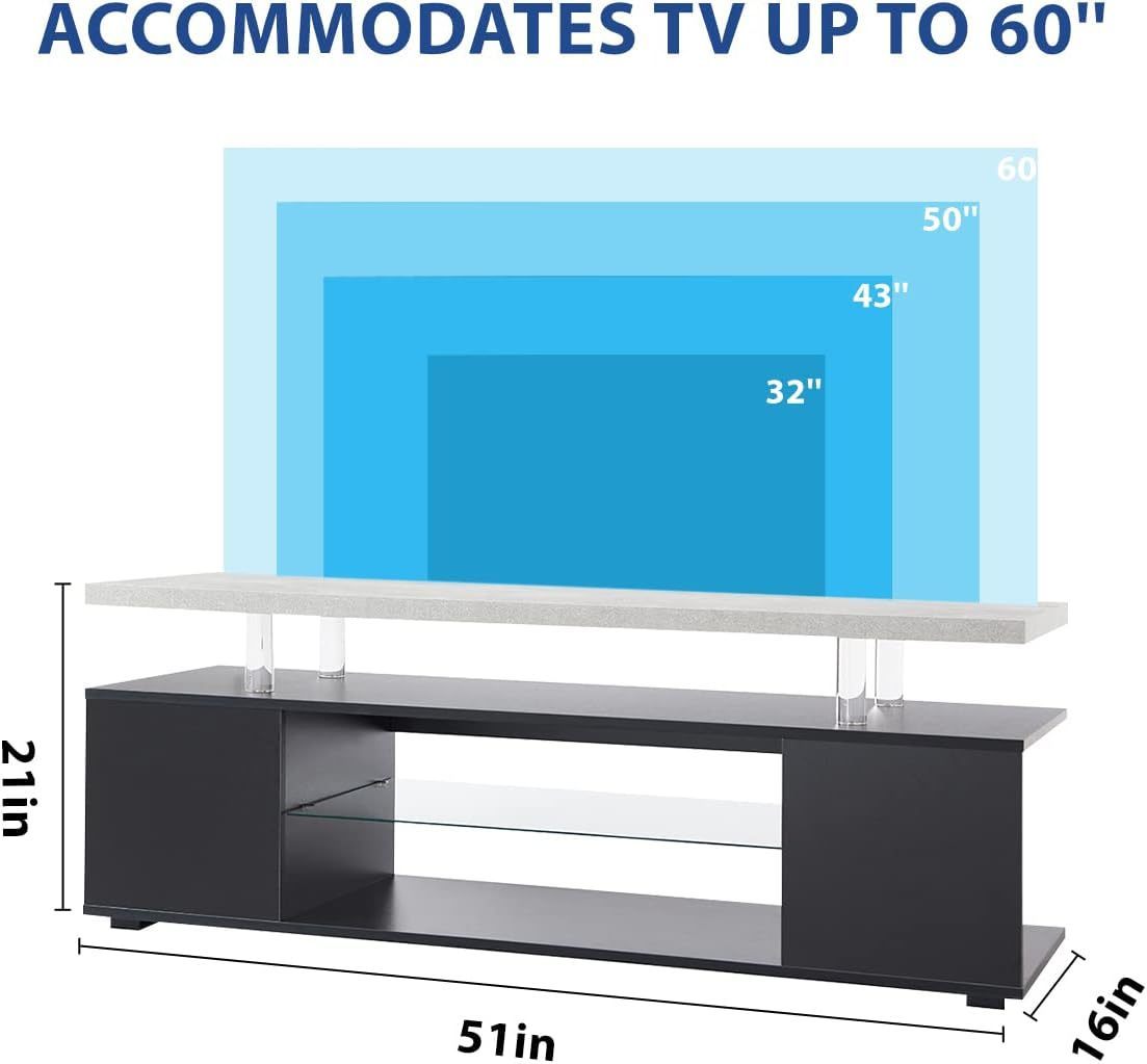 Pulse TV Stand Entertainment Center for 65 Inch TV - Grey+Black