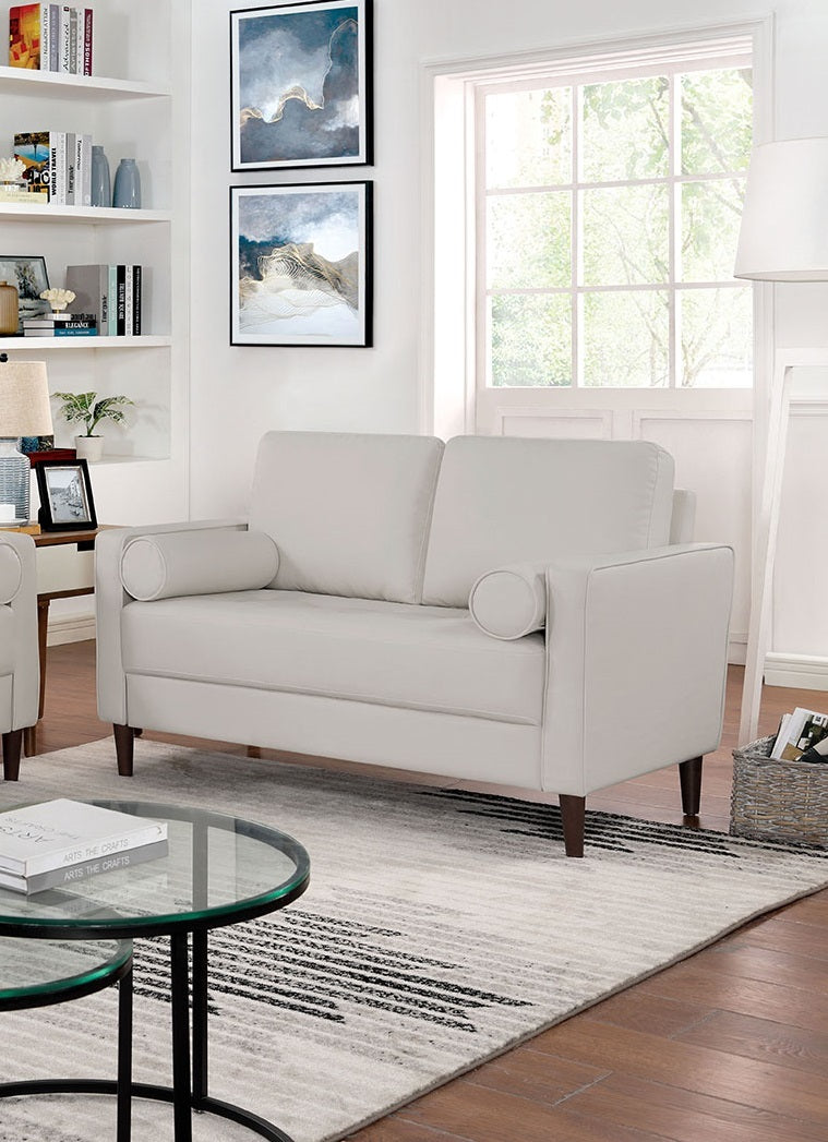 Houston Loveseat Leatherette Upholstered - Off White