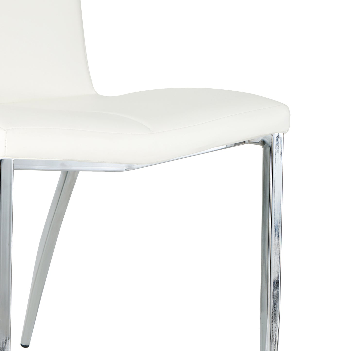 Shona Pu Dining Chairs with Chrome Metal Leg (Set of 4) - White