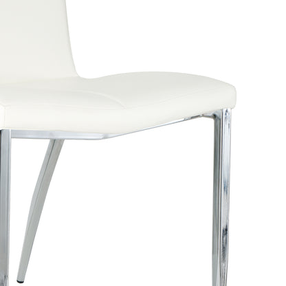 Shona Pu Dining Chairs with Chrome Metal Leg (Set of 4) - White