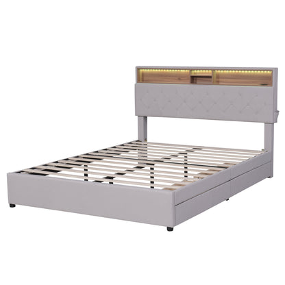 Nectar Queen Size Upholstered Platform Bed - Beige