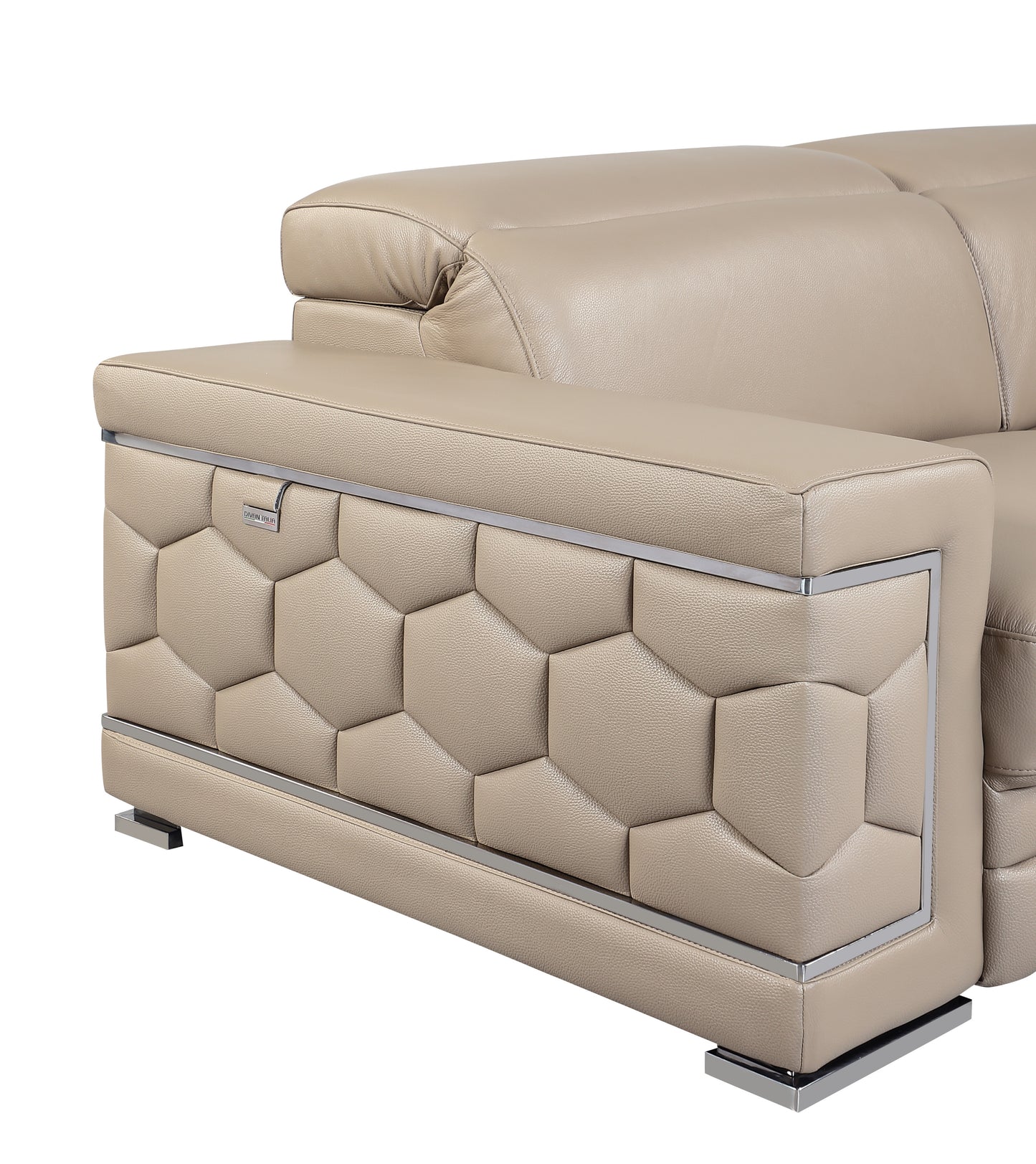 Denzel Top Grain Italian Leather Loveseat - Beige