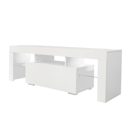 Prime Entertainment TV Stand with LED Light TV - White