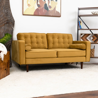 Casey Velvet Loveseat - Yellow