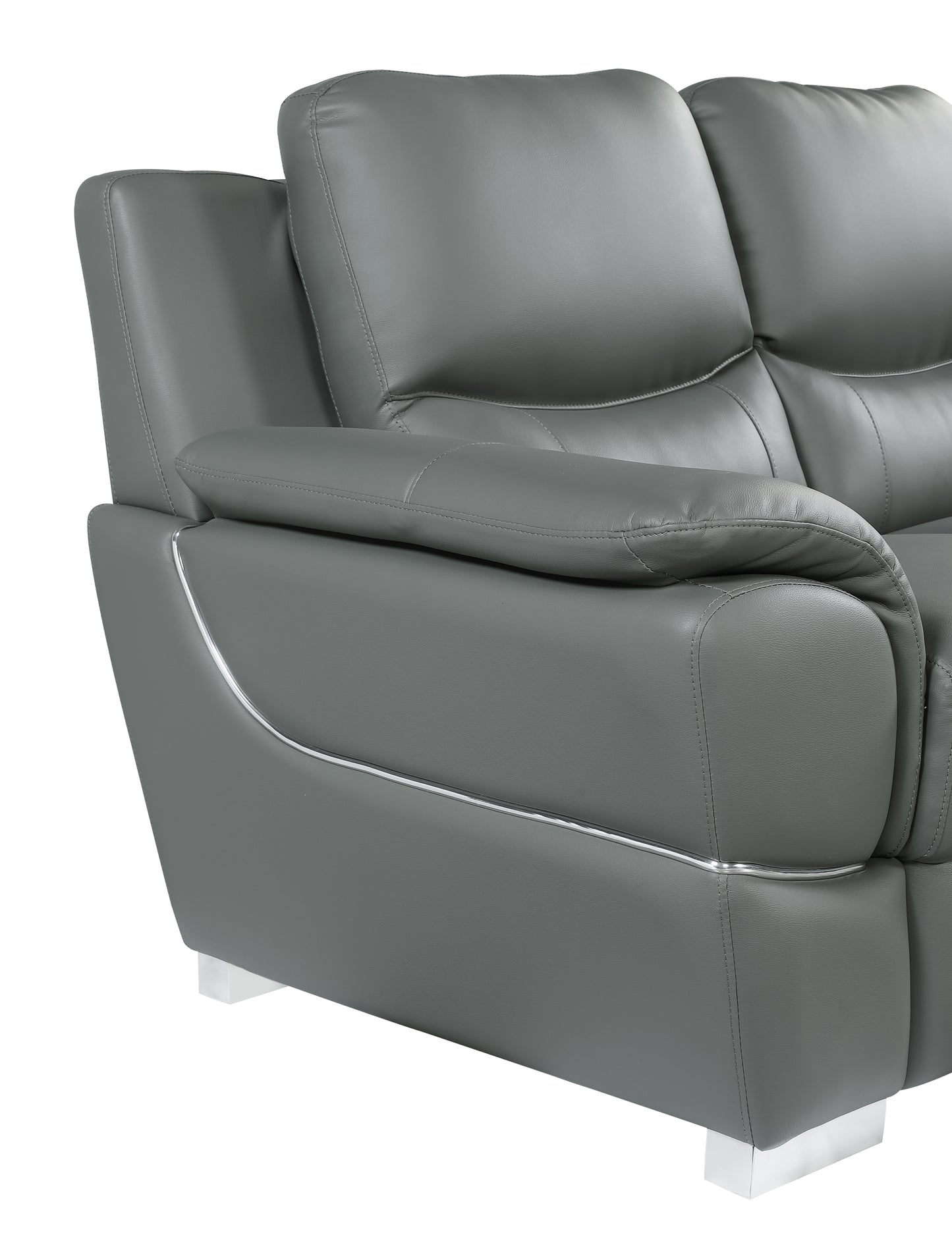 Harvey Genuine Leather Loveseat - Gray