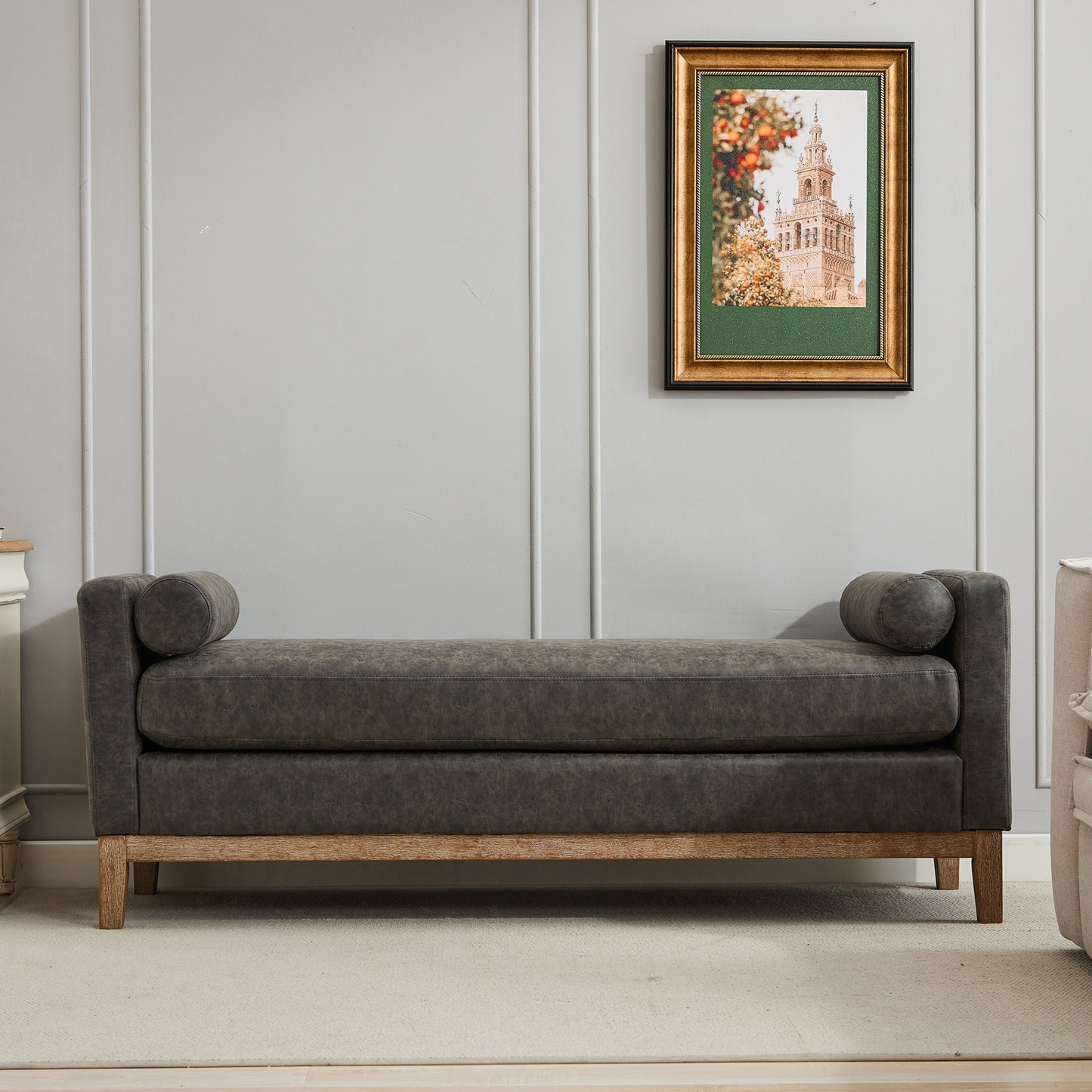 Hilton Upholstered Bench - Gray