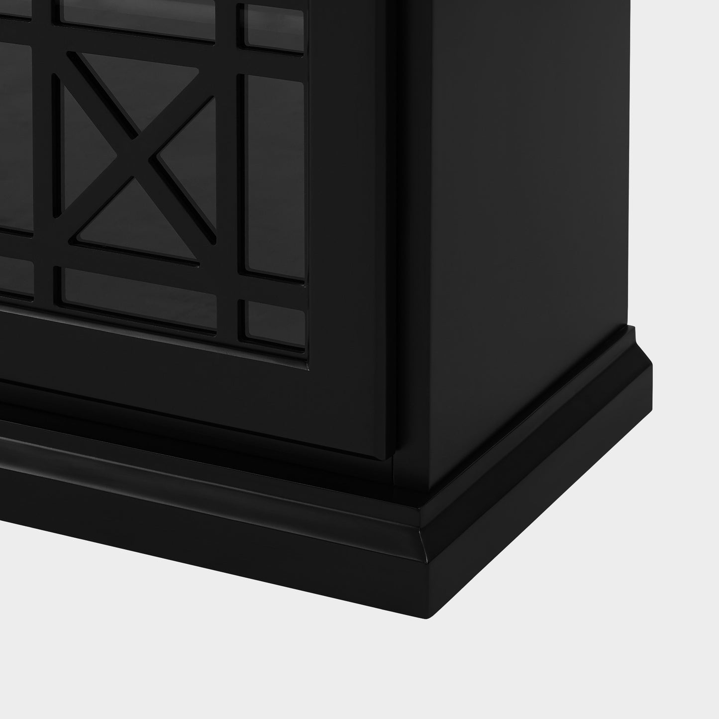 Classic Fretwork Detailed Glass-Door Sideboard - Black