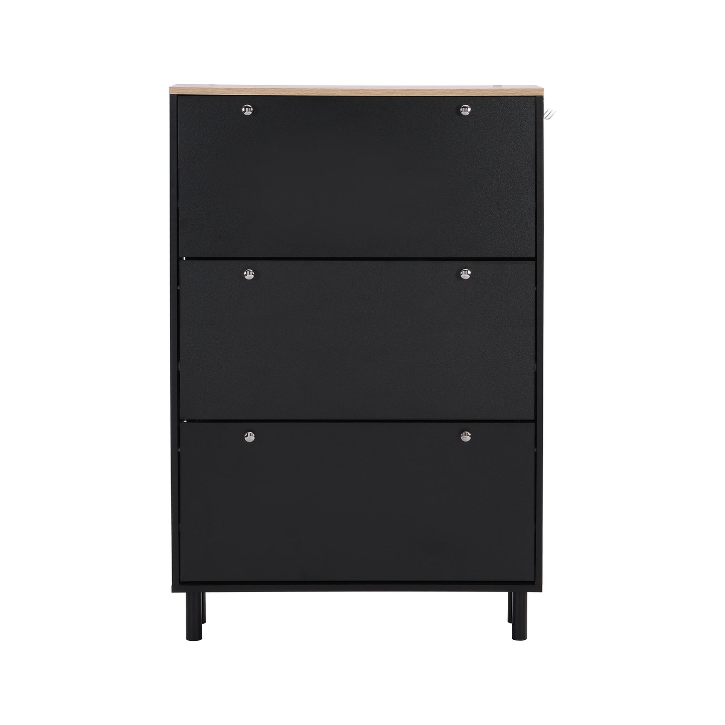 Bio Shoe Cabinet with 3 Flip Drawers - Black