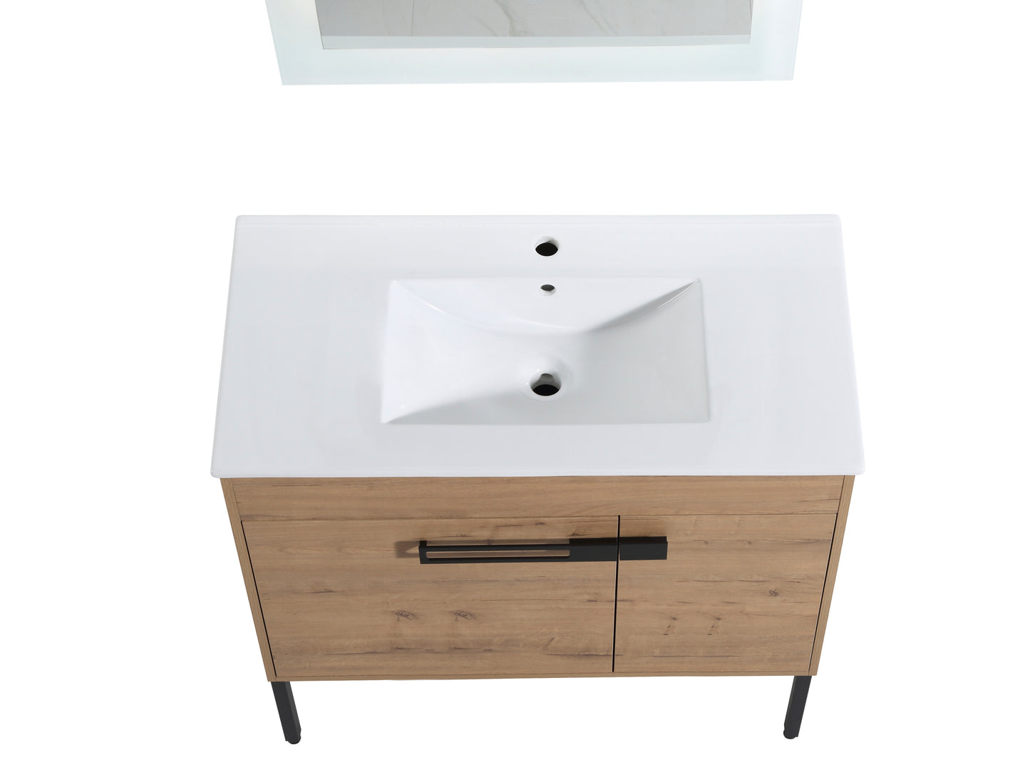 Blissful Aqua Bathroom Vanity With Sink - Oak