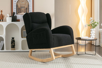 Nadia Teddy Fabric Rocking Chair - Black