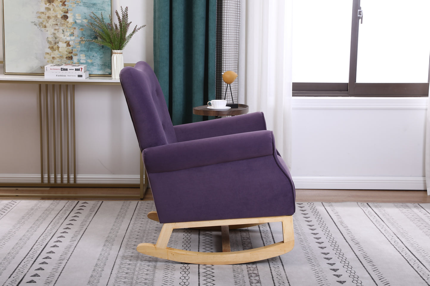 Jarvis Velvet Rocking Chair - Purple