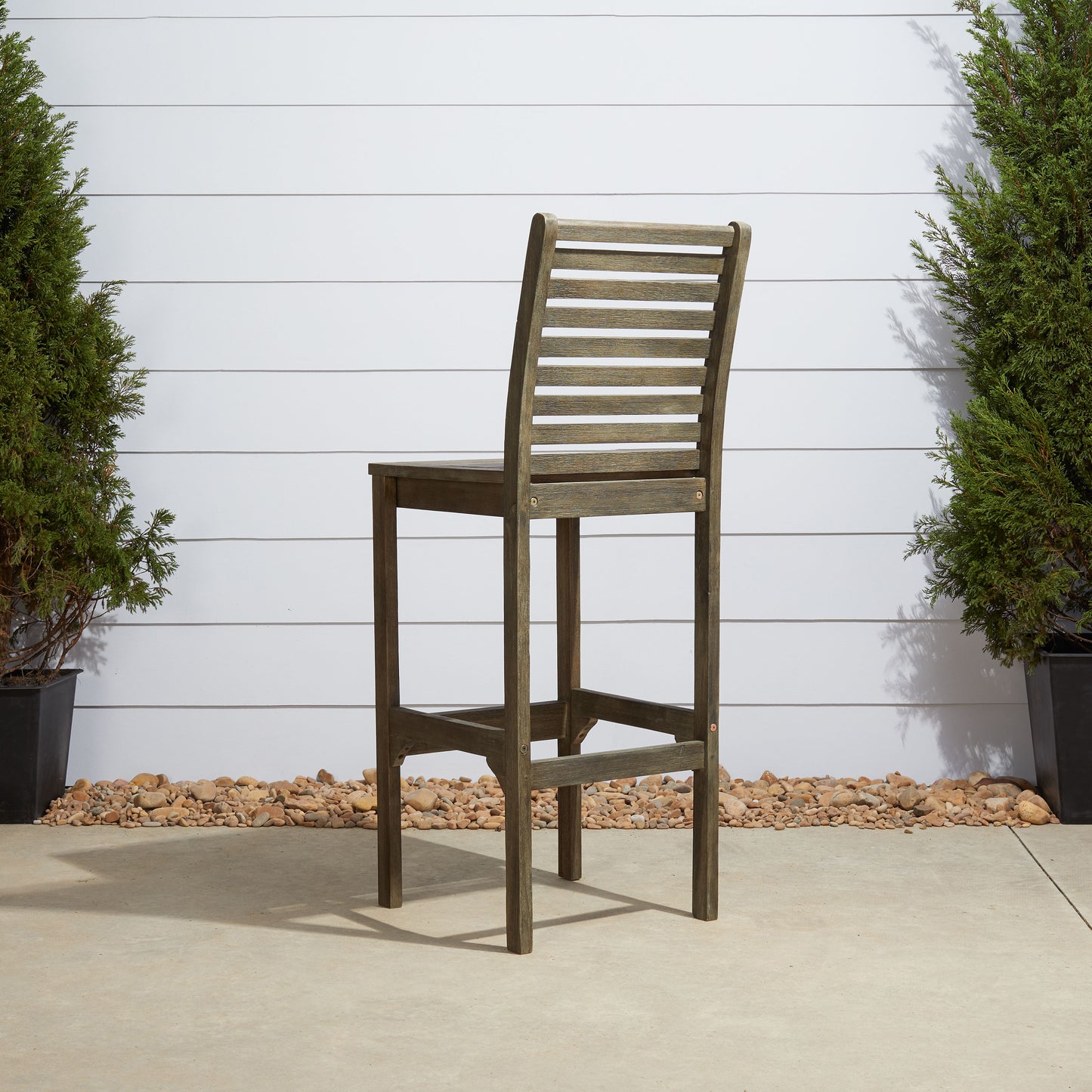 Renaissance Outdoor Patio Hand-scraped Wood Bar Chair