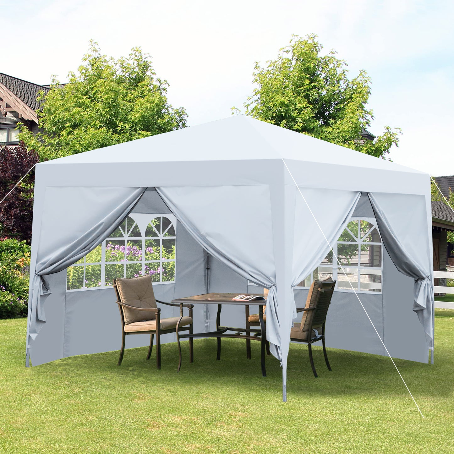 Cami 10 x 10 ft Outdoor Patio Gazebo Canopy Tent - White