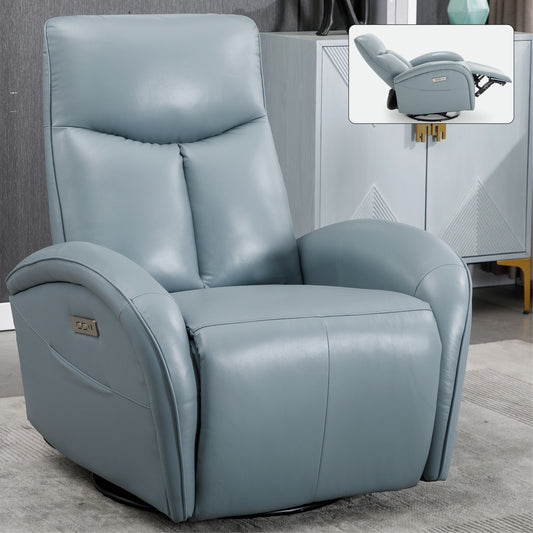 Vince Swivel and Rocker Power Recliner Chair - Blue