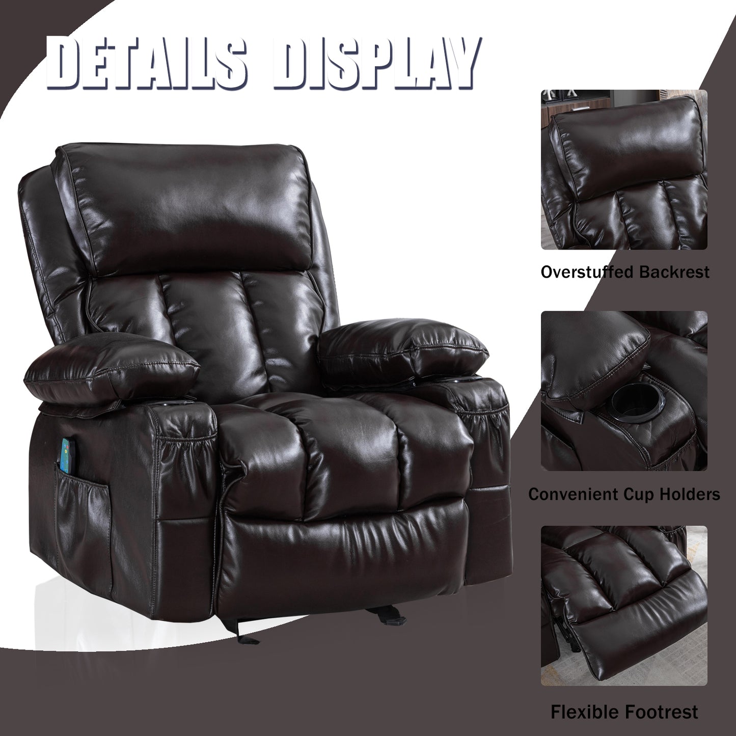 Ravi Heating massage Recliner Chair - Brown