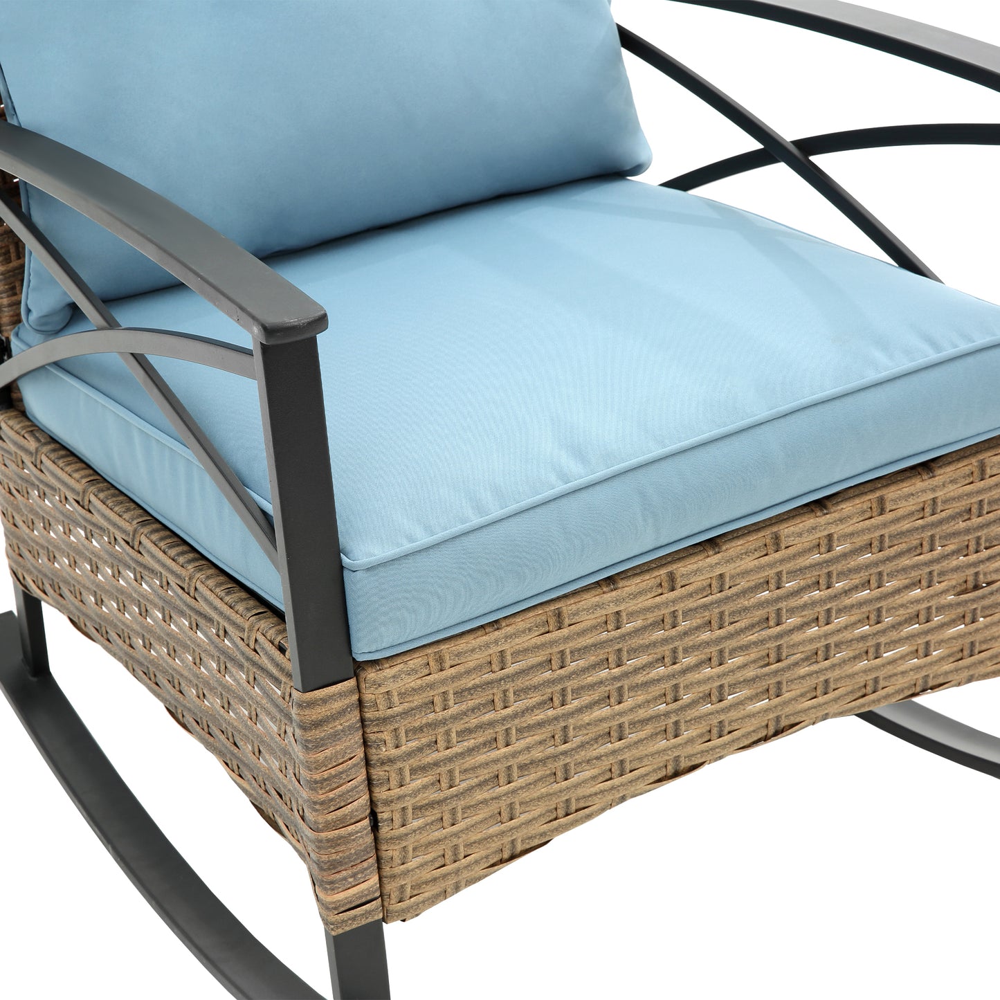 Stearns 3 Pc Rocking Rattan Set - Blue