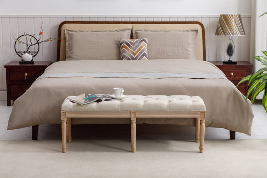 Webster Upholstered Tufted Bench - Beige