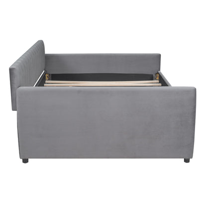 Xena Full Size Upholstered Daybed with Trundle - Gray