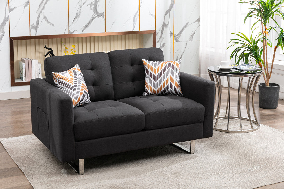 Victoria Fabric Loveseat - Dark Gray