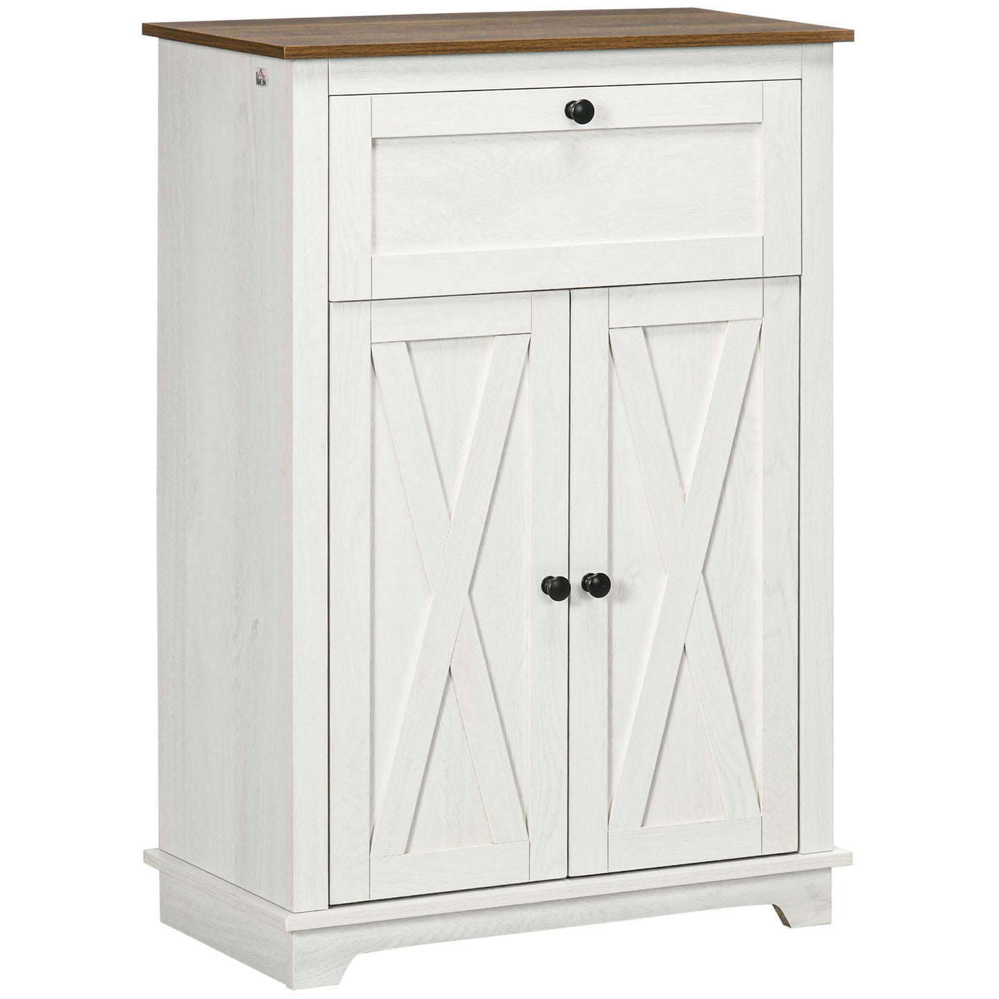 Farmhouse Barn Door Accent Cabinet - White