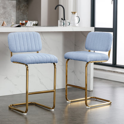 Theodore Fabric Modern Counter Height Stools - Blue Set of 2