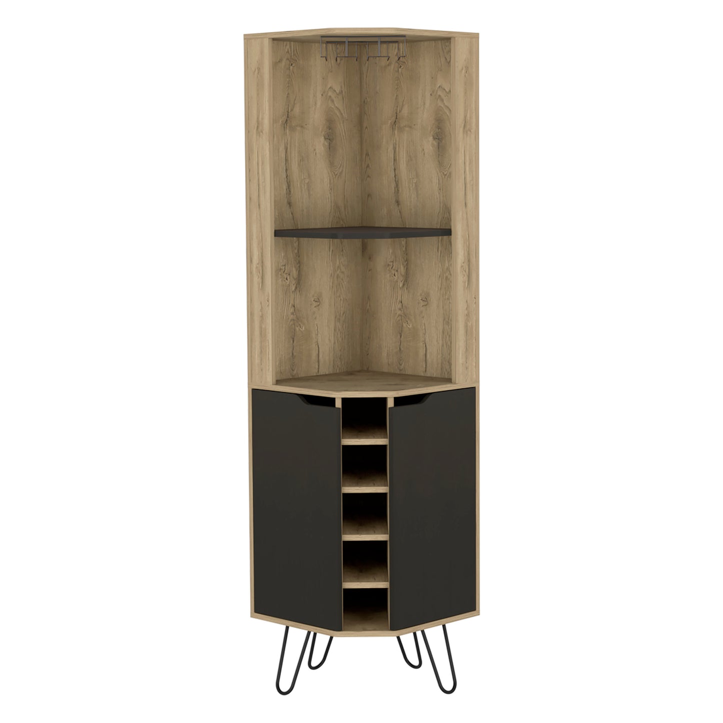 Leverkusen Corner Bar Cabinet - Oak/Black