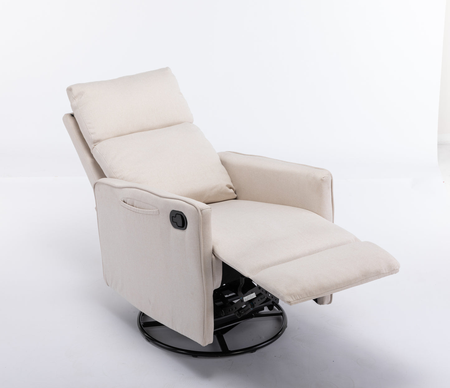 Cotton Linen Fabric Swivel Rocking Chair - Beige