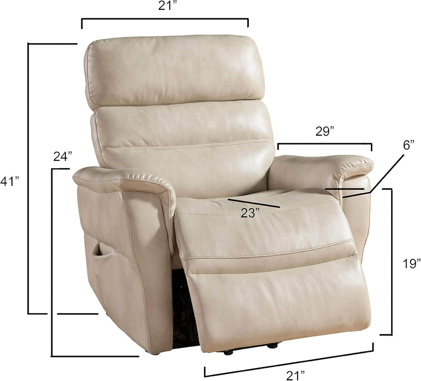 Zander Faux Leather Upholstered Power Reclining Chair - Cream