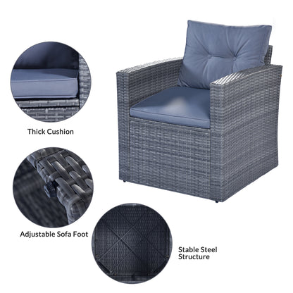 Prado 6 Pc PE Rattan Outdoor Patio Furniture Set - Gray