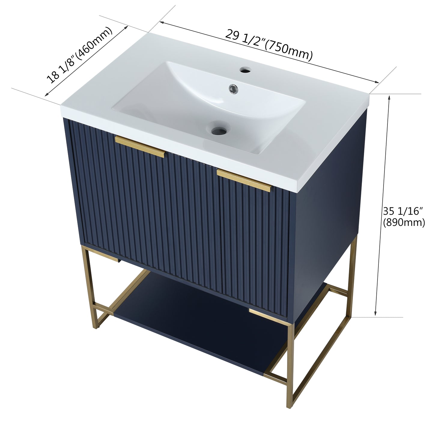 Freestanding Bathroom Vanity With Resin Basin