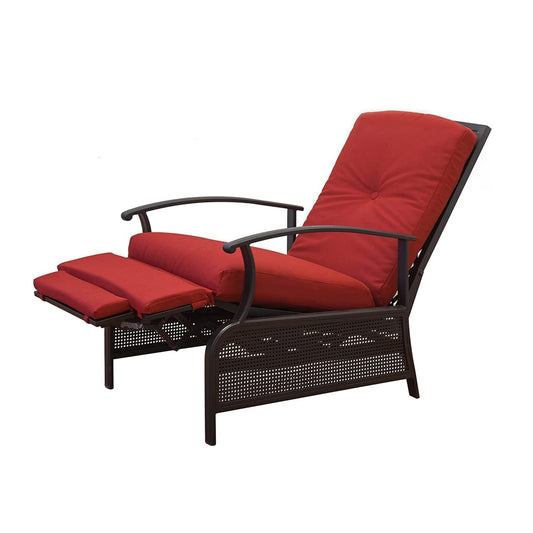 Fio Patio Metal Frame Recliner Chair with Cushions - Red