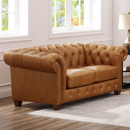 Kingston Waxy Pull-up Leather Loveseat