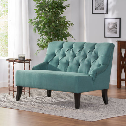 Nicole Velvet Loveseat - Teal