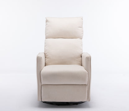 Cotton Linen Fabric Swivel Rocking Chair - Beige