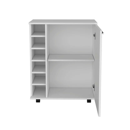 Halina Bar Cabinet With Wheels - White