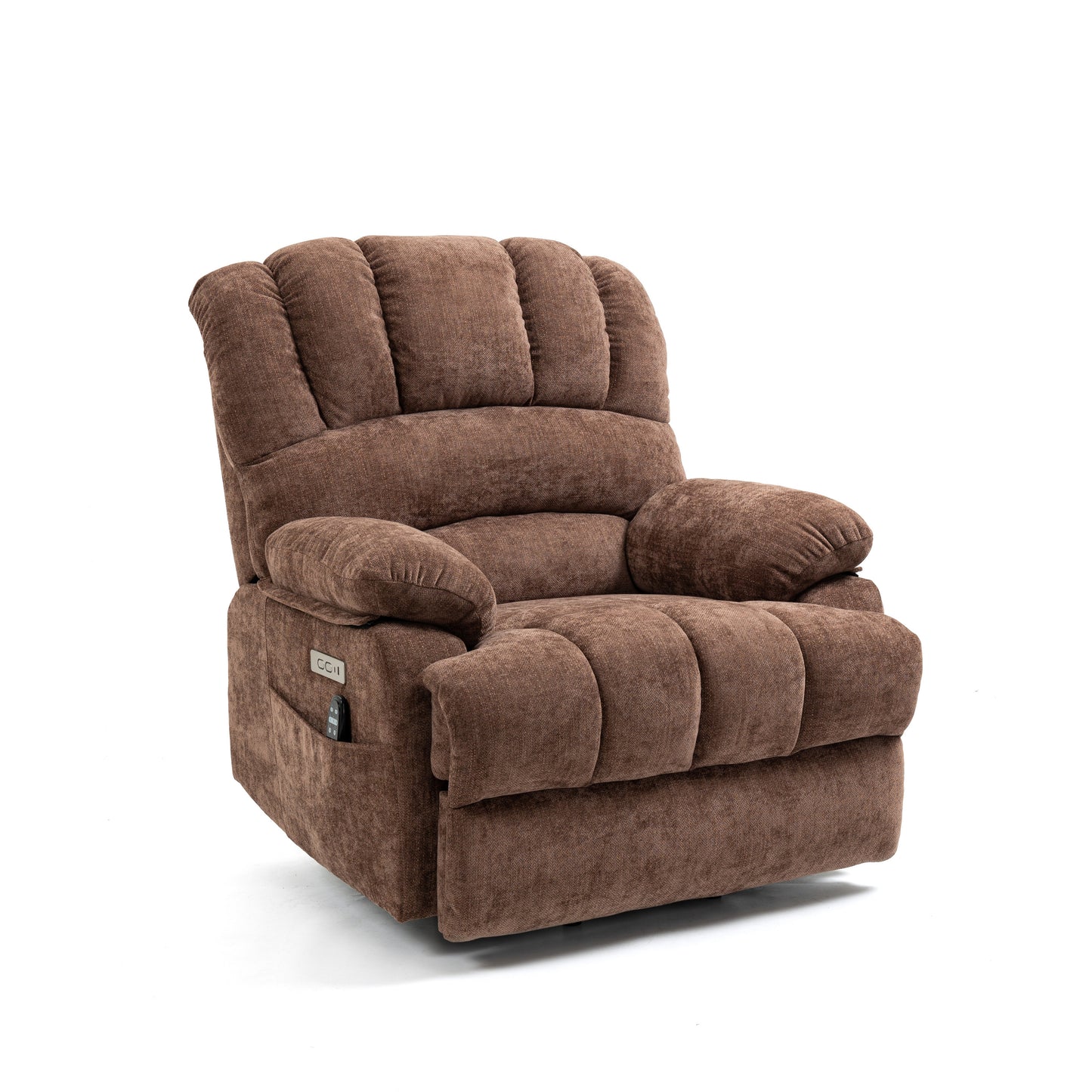 Mia Heat Massage Chenille Power Lift Recliner Chair - Brown