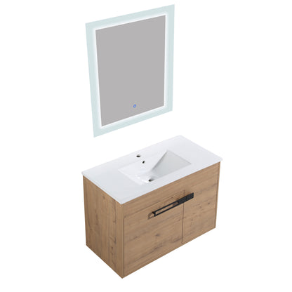 Blissful Aqua Bathroom Vanity With Sink - Oak