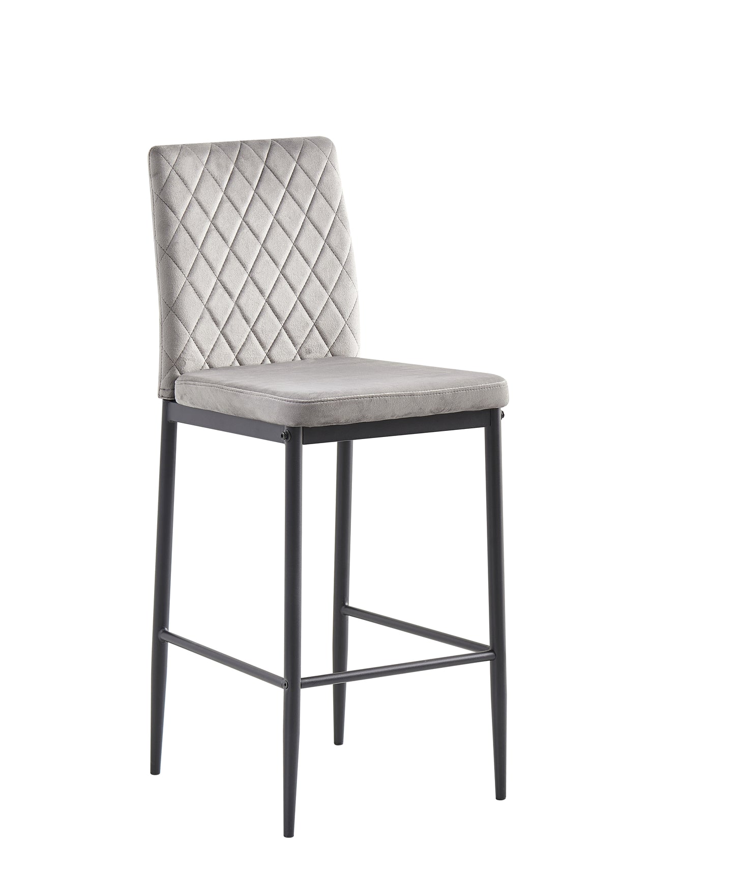 WilliamVelvet Bar Stool - Light Gray Set of 2